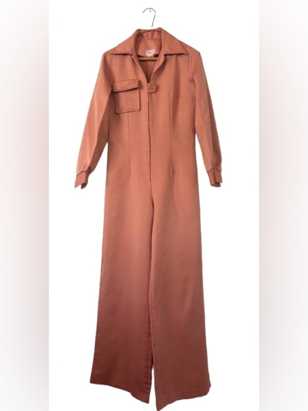 Vintage 1970's Wide-Leg Pink Jumpsuit Utility Workwear Jumper Coveralls Large